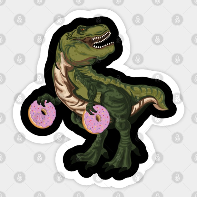 Dinosaur Donut Dino Doughnut Kids Trex Velociraptor Sweets T-Rex Sticker by Shirtsurf